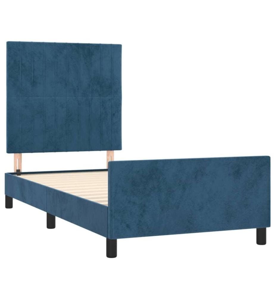 Bettgestell mit Kopfteil Dunkelblau 80x200 cm Samt