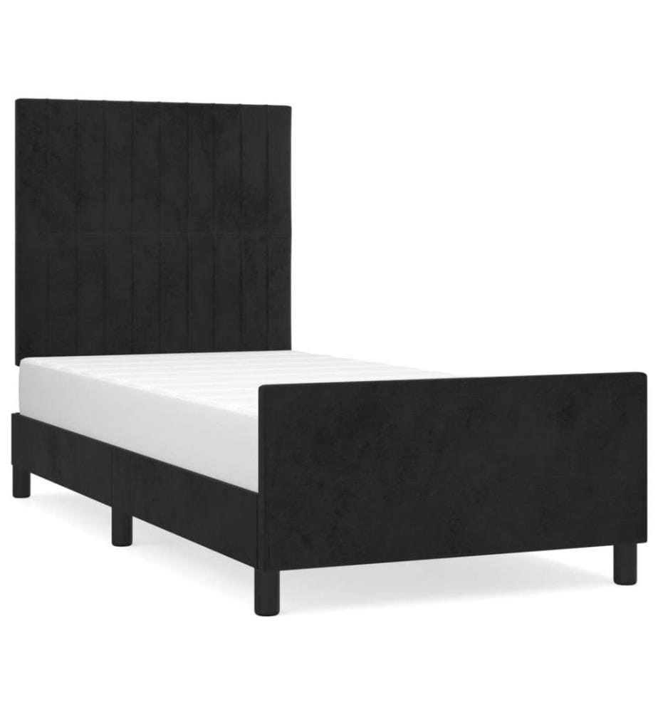 Bettgestell mit Kopfteil Schwarz 90x190 cm Samt