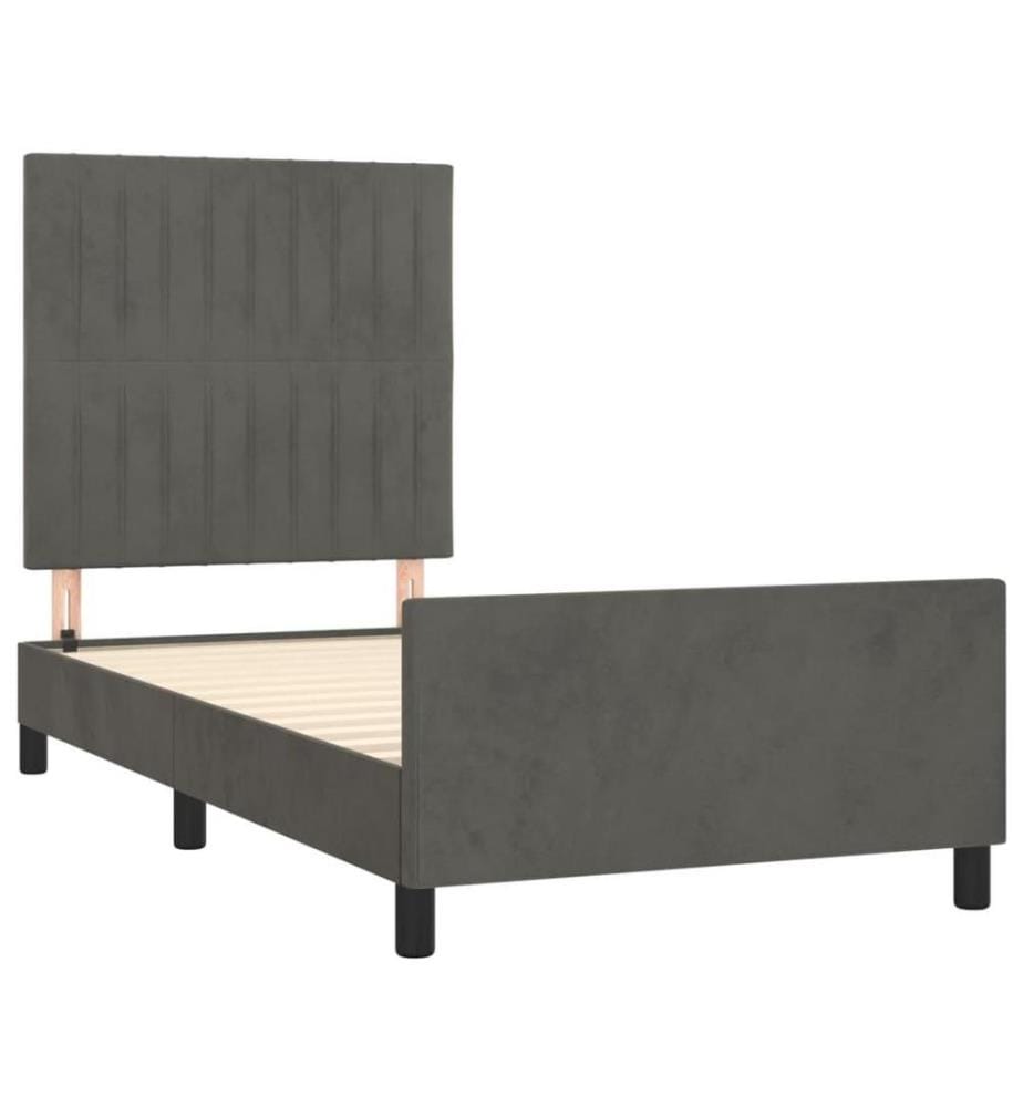 Bettgestell mit Kopfteil Dunkelgrau 90x190 cm Samt