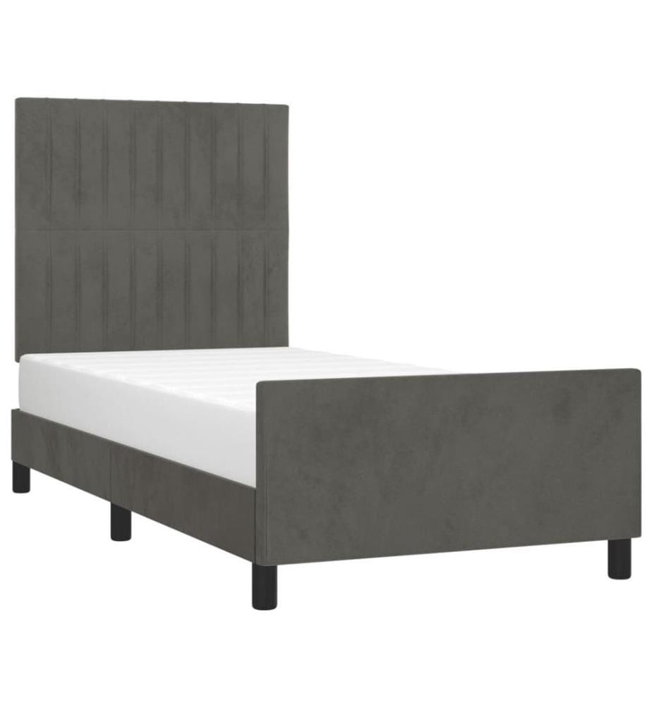 Bettgestell mit Kopfteil Dunkelgrau 90x200 cm Samt