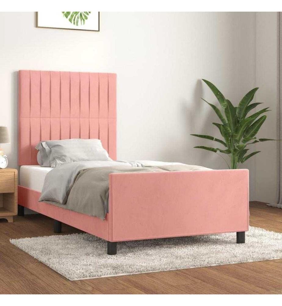 Bettgestell mit Kopfteil Rosa 100x200 cm Samt