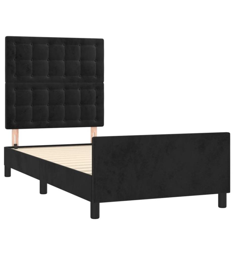 Bettgestell mit Kopfteil Schwarz 80x200 cm Samt
