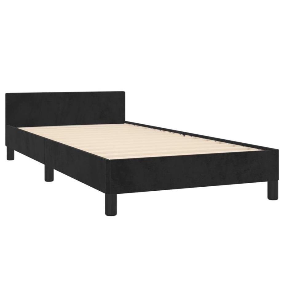 Bettgestell mit Kopfteil Schwarz 80x200 cm Samt