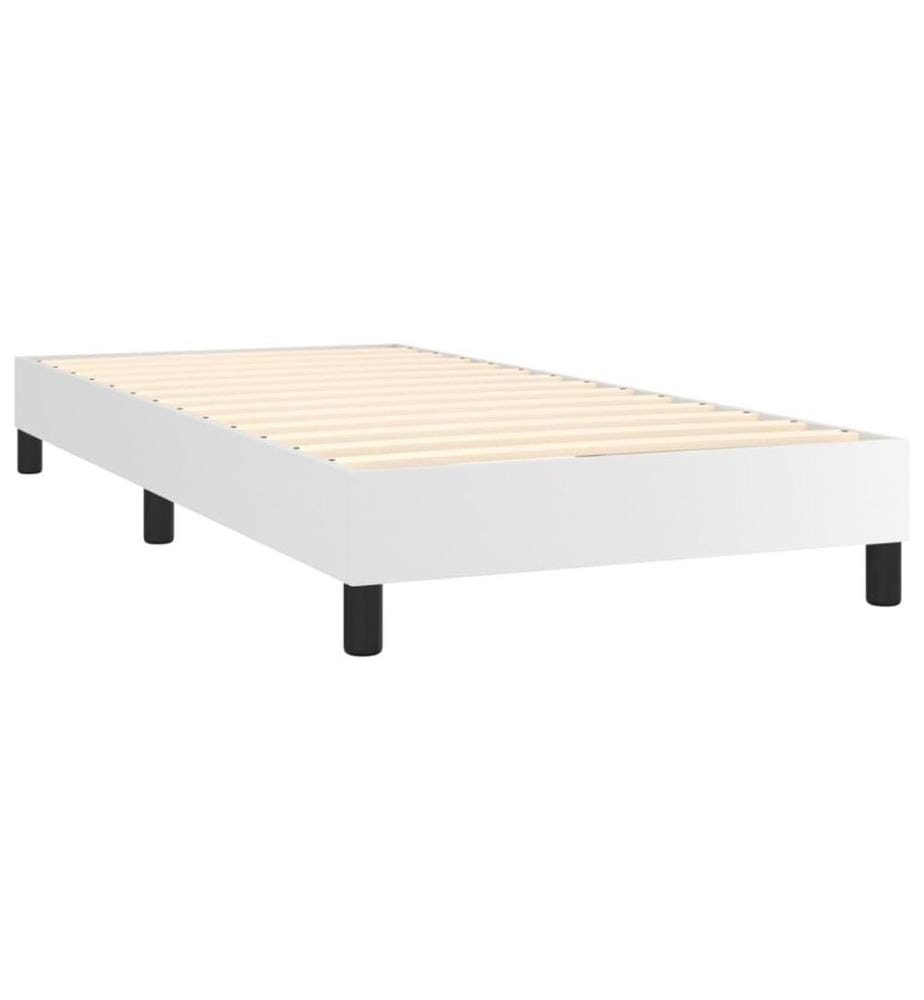 Boxspringbett mit Matratze Weiss 90x190 cm Kunstleder