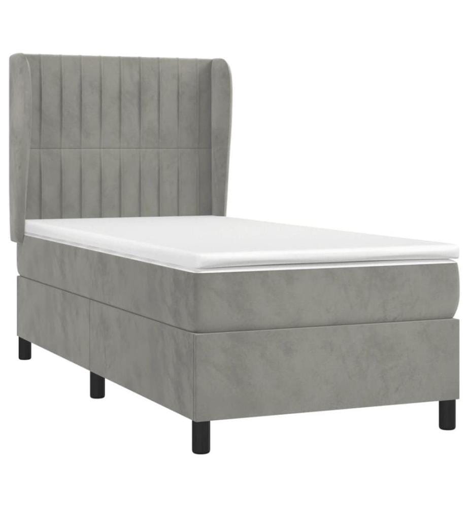 Boxspringbett mit Matratze Hellgrau 80x200 cm Samt