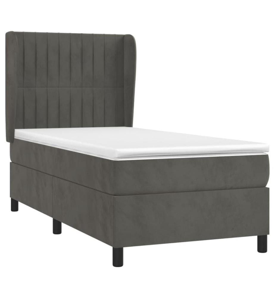 Boxspringbett mit Matratze Dunkelgrau 80x200 cm Samt