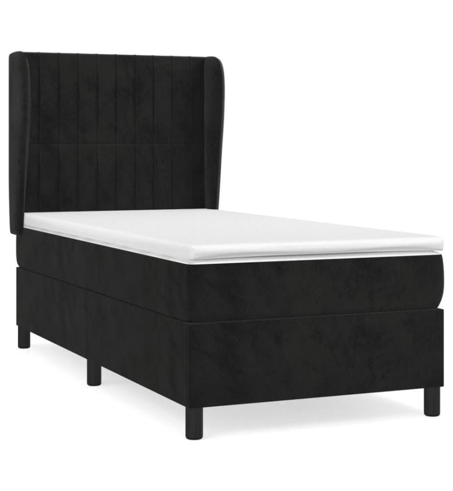 Boxspringbett mit Matratze Schwarz 90x190 cm Samt
