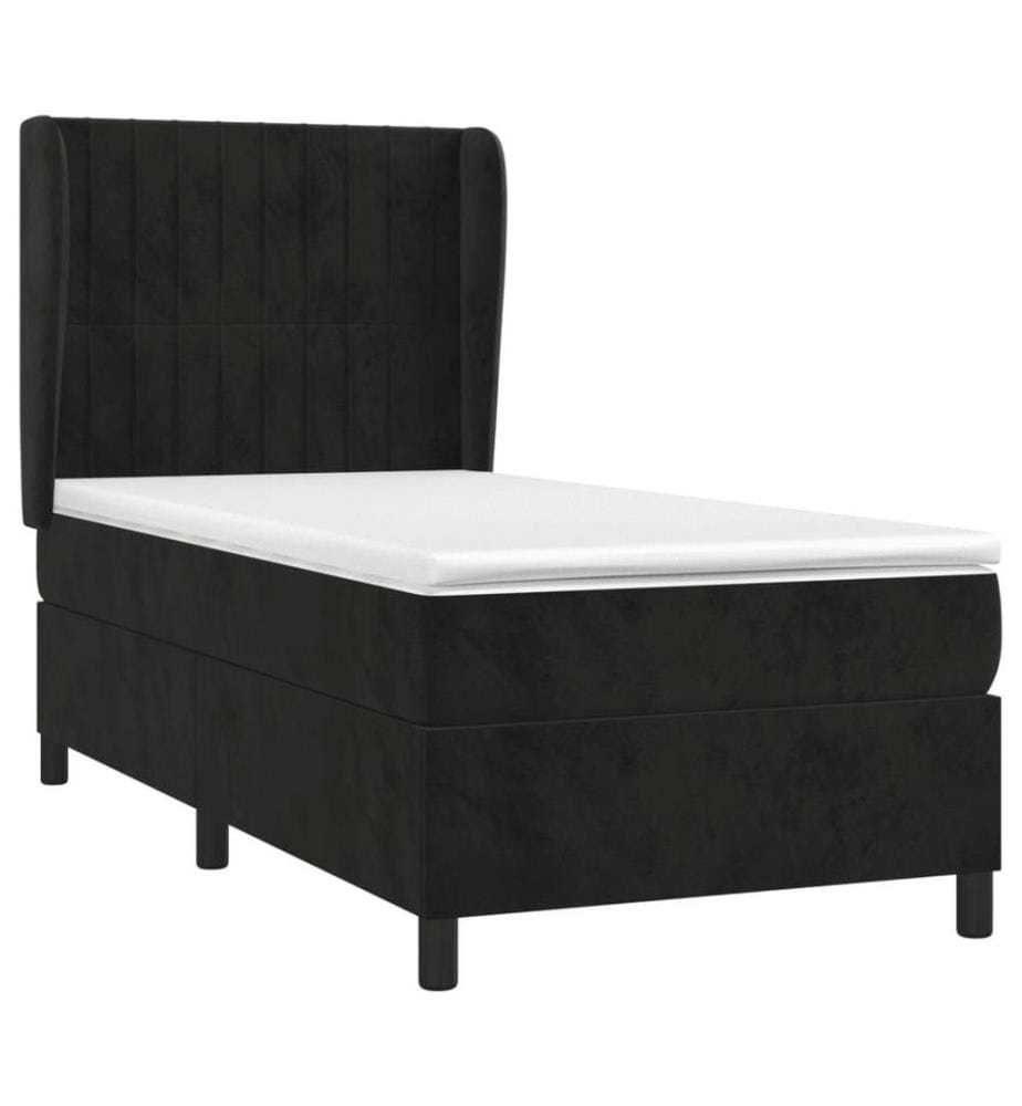 Boxspringbett mit Matratze Schwarz 90x200 cm Samt