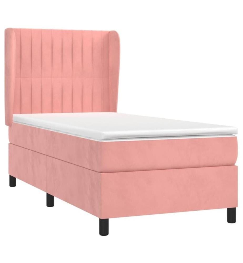 Boxspringbett mit Matratze Rosa 90x200 cm Samt