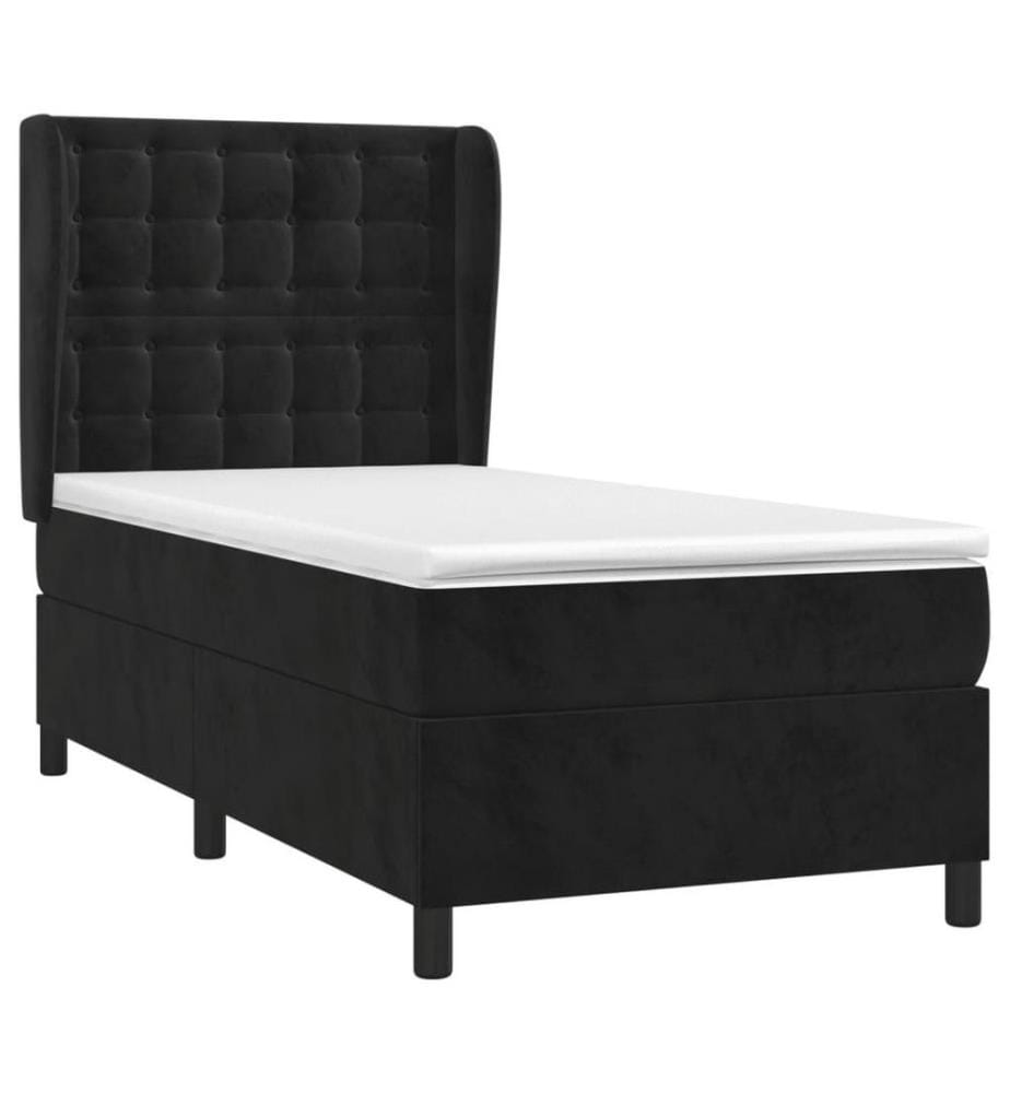 Boxspringbett mit Matratze Schwarz 80x200 cm Samt
