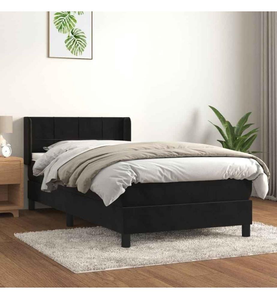 Boxspringbett mit Matratze Schwarz 100x200 cm Samt