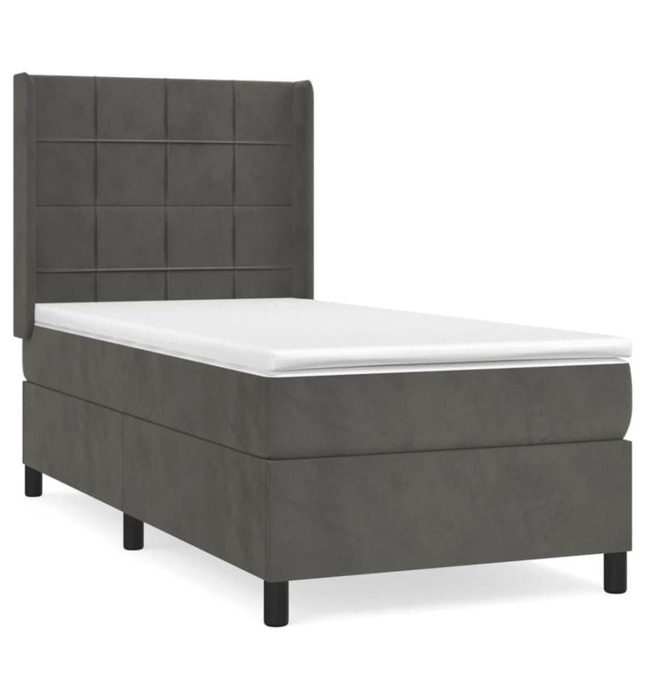 Boxspringbett mit Matratze Dunkelgrau 90x200 cm Samt