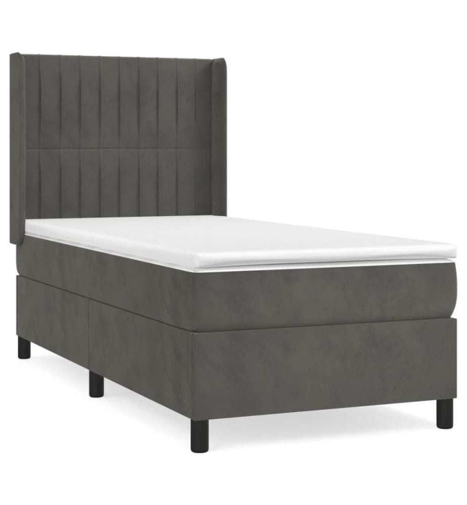 Boxspringbett mit Matratze Dunkelgrau 90x190 cm Samt