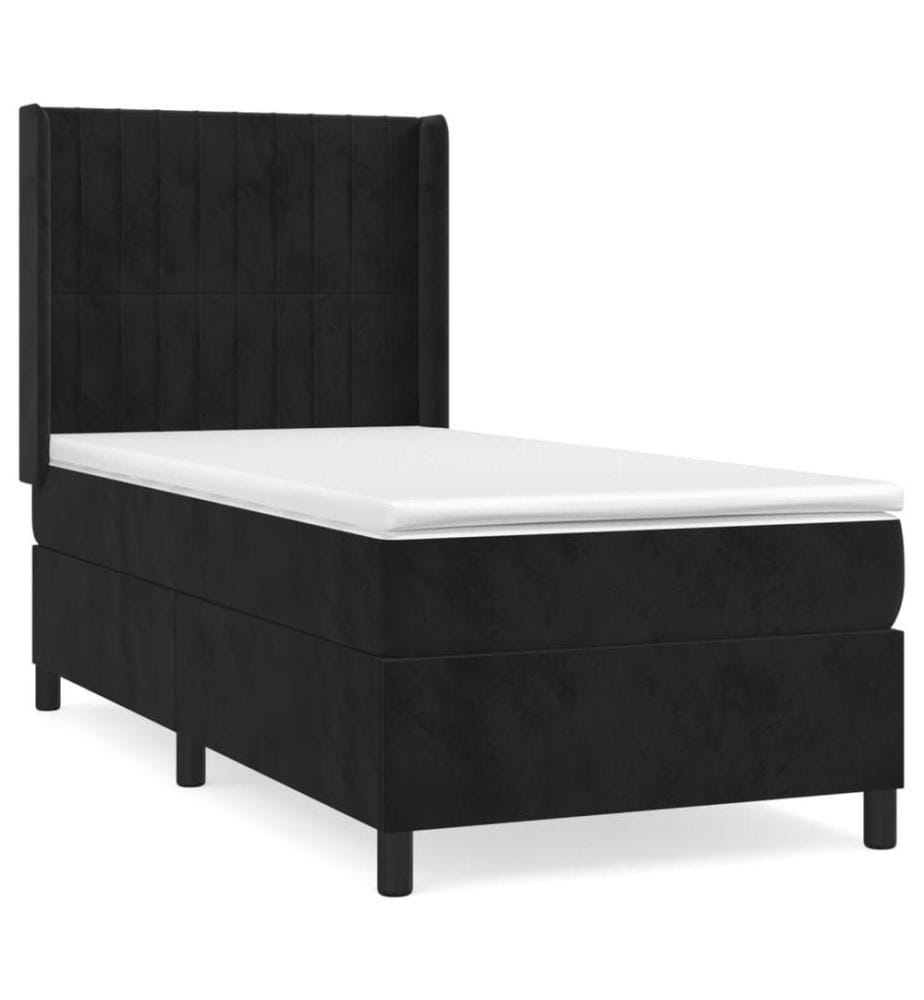 Boxspringbett mit Matratze Schwarz 90x200 cm Samt