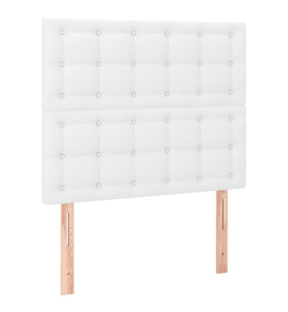 Boxspringbett mit Matratze Weiss 90x200 cm Kunstleder