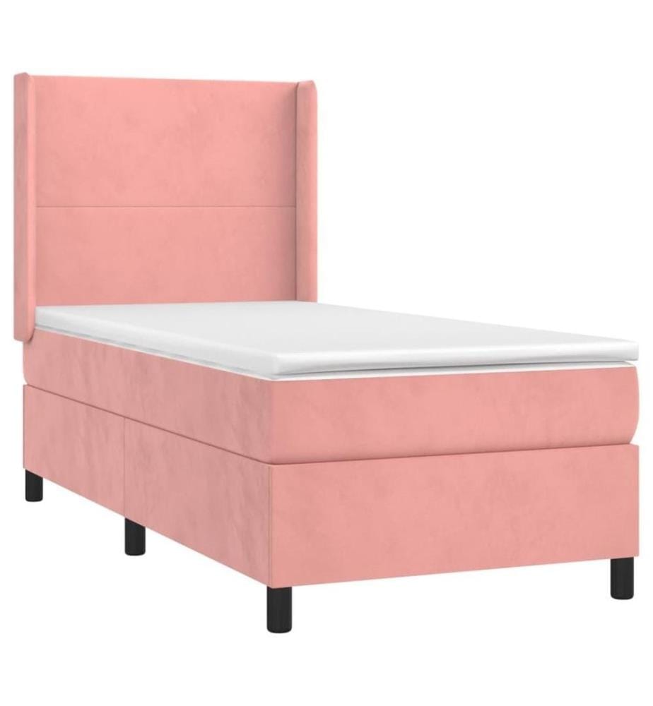 Boxspringbett mit Matratze & LED Rosa 90x200 cm Samt