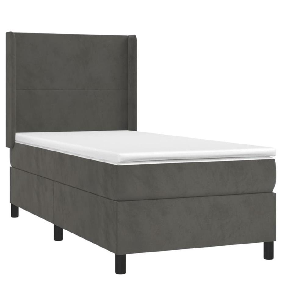 Boxspringbett mit Matratze & LED Dunkelgrau 100x200 cm Samt