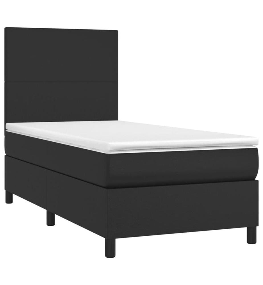 Boxspringbett mit Matratze Schwarz 90x200 cm Kunstleder