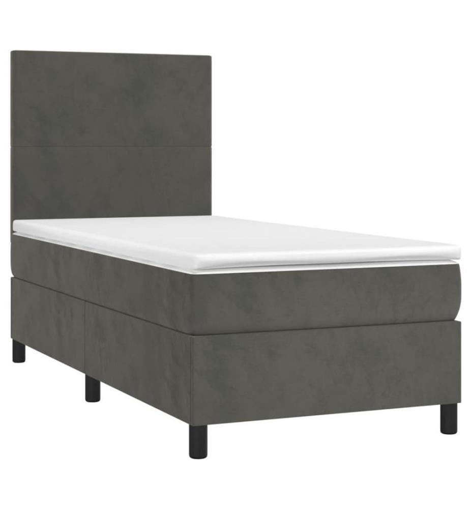 Boxspringbett mit Matratze Dunkelgrau 80x200 cm Samt