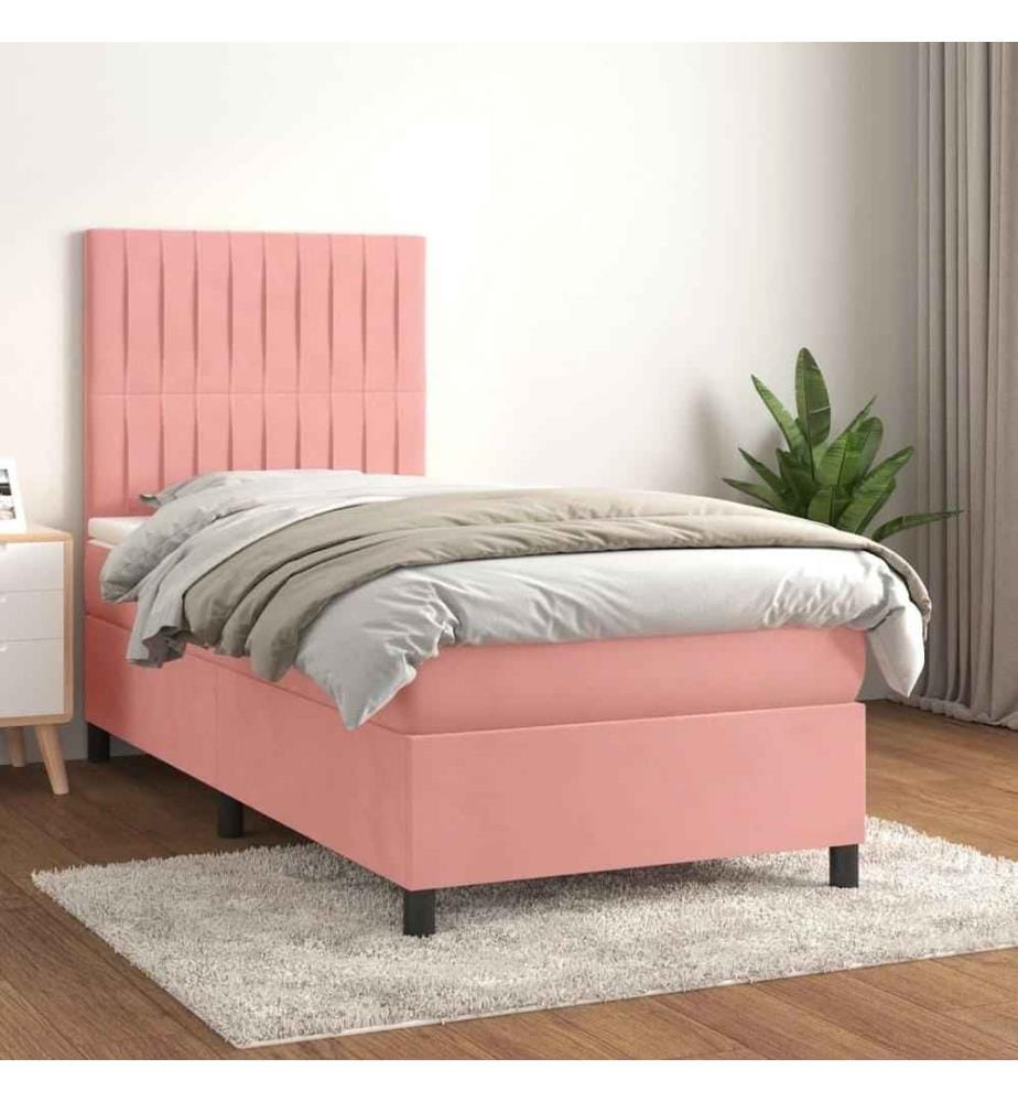 Boxspringbett mit Matratze Rosa 80x200 cm Samt