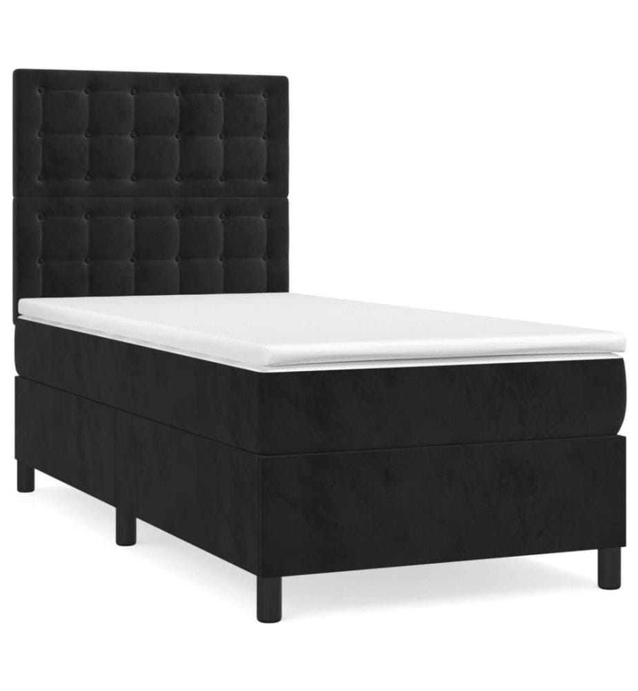 Boxspringbett mit Matratze Schwarz 90x190 cm Samt