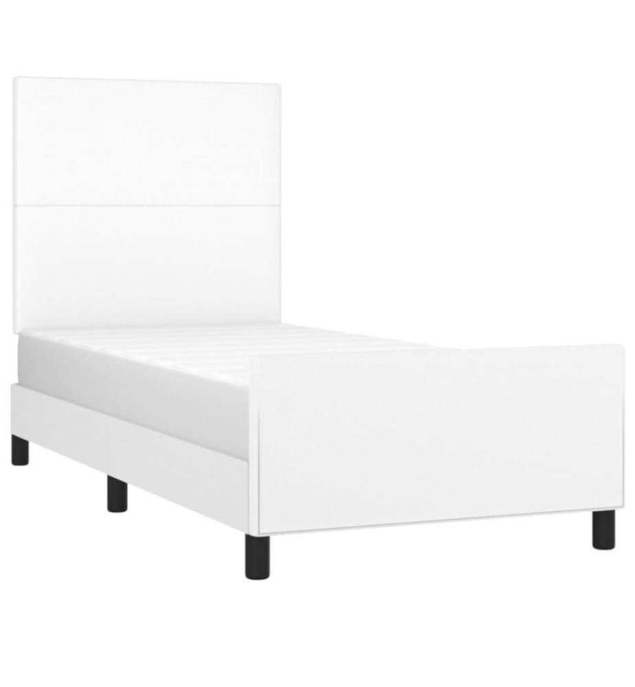 Bettgestell mit Kopfteil Weiss 90x190 cm Kunstleder