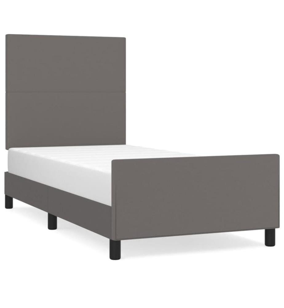 Bettgestell mit Kopfteil Grau 90x200 cm Kunstleder