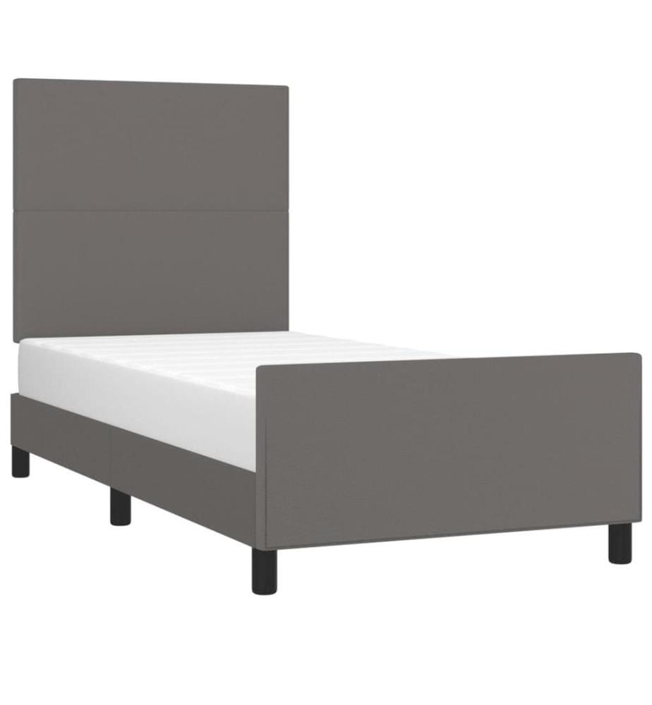 Bettgestell mit Kopfteil Grau 100x200 cm Kunstleder