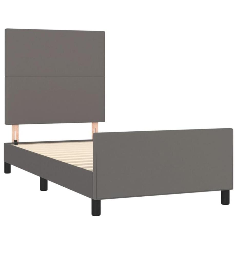 Bettgestell mit Kopfteil Grau 100x200 cm Kunstleder