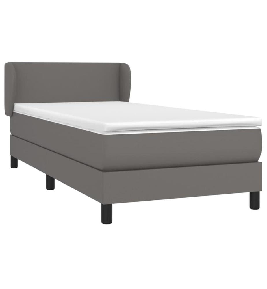 Boxspringbett mit Matratze Grau 80x200 cm Kunstleder