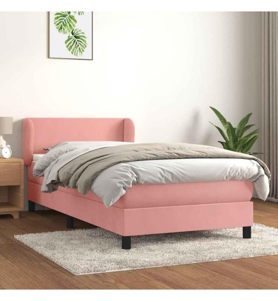 Boxspringbett mit Matratze Rosa 80x200 cm Samt