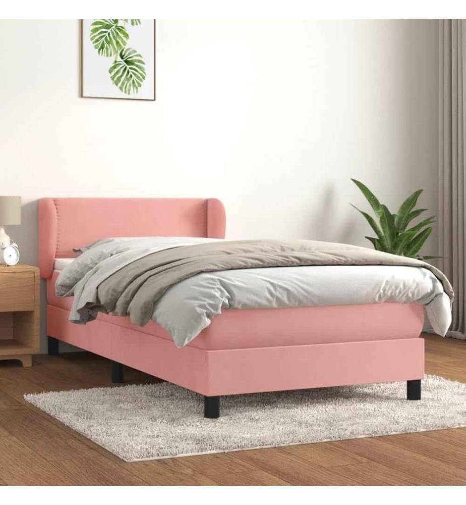 Boxspringbett mit Matratze Rosa 80x200 cm Samt
