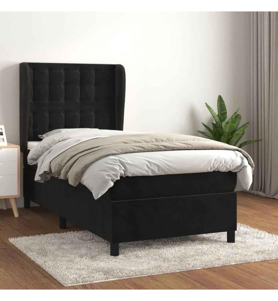 Boxspringbett mit Matratze Schwarz 90x200 cm Samt