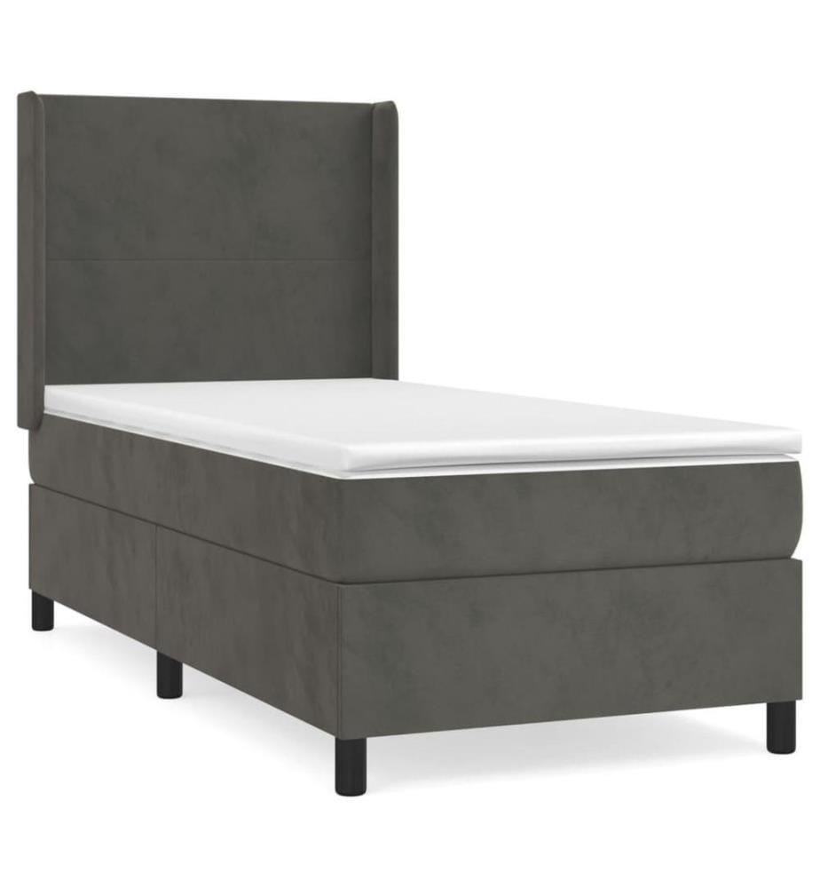 Boxspringbett mit Matratze Dunkelgrau 90x190 cm Samt