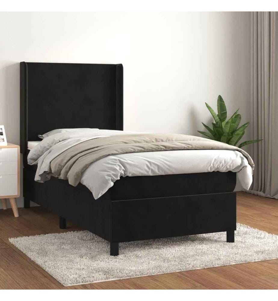 Boxspringbett mit Matratze Schwarz 100x200 cm Samt