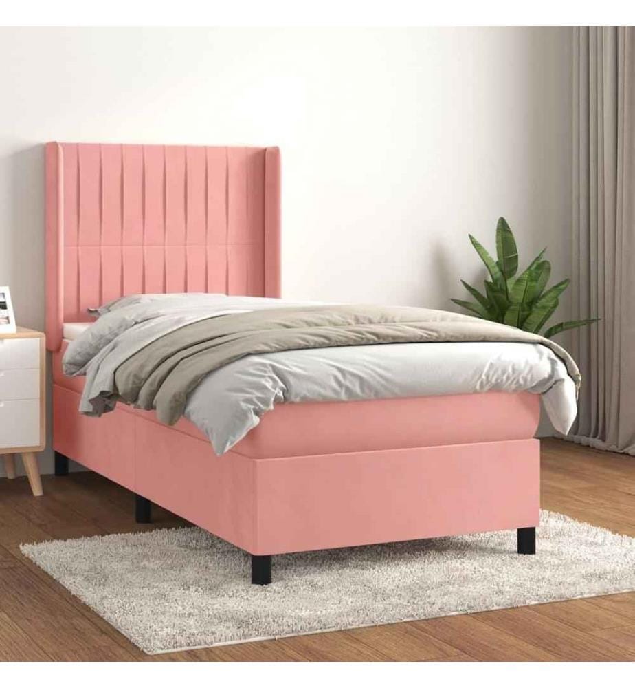 Boxspringbett mit Matratze Rosa 80x200 cm Samt