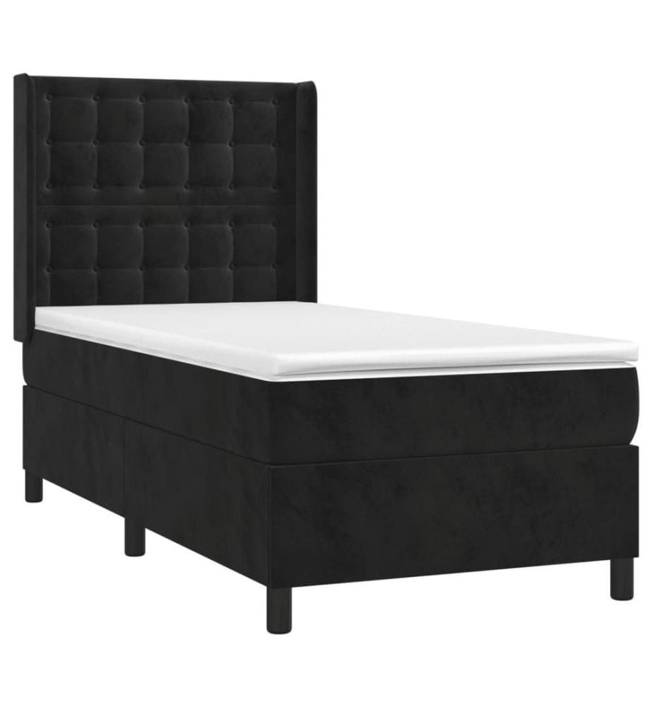 Boxspringbett mit Matratze Schwarz 90x190 cm Samt