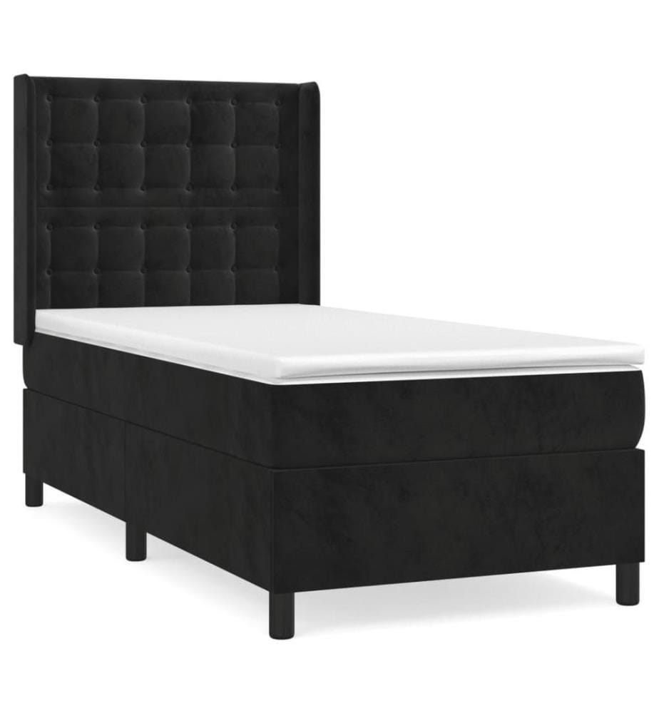 Boxspringbett mit Matratze Schwarz 90x200 cm Samt