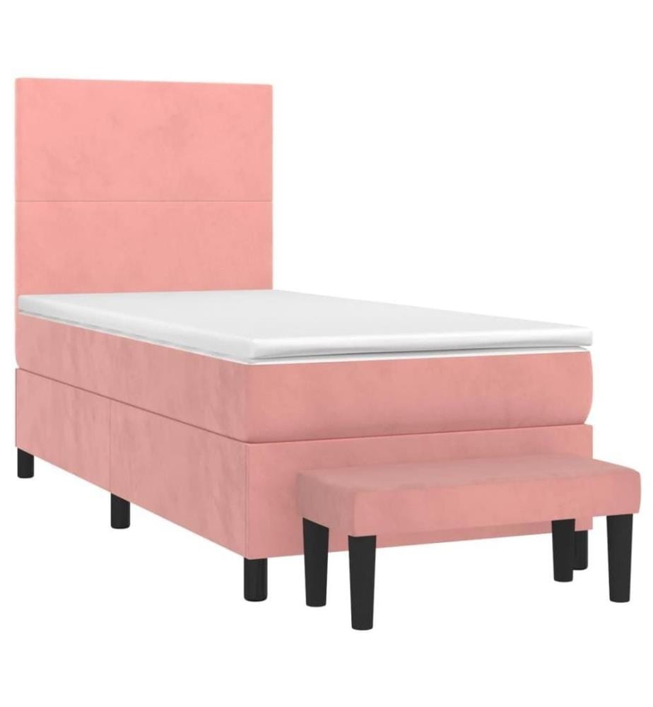 Boxspringbett mit Matratze Rosa 80x200 cm Samt