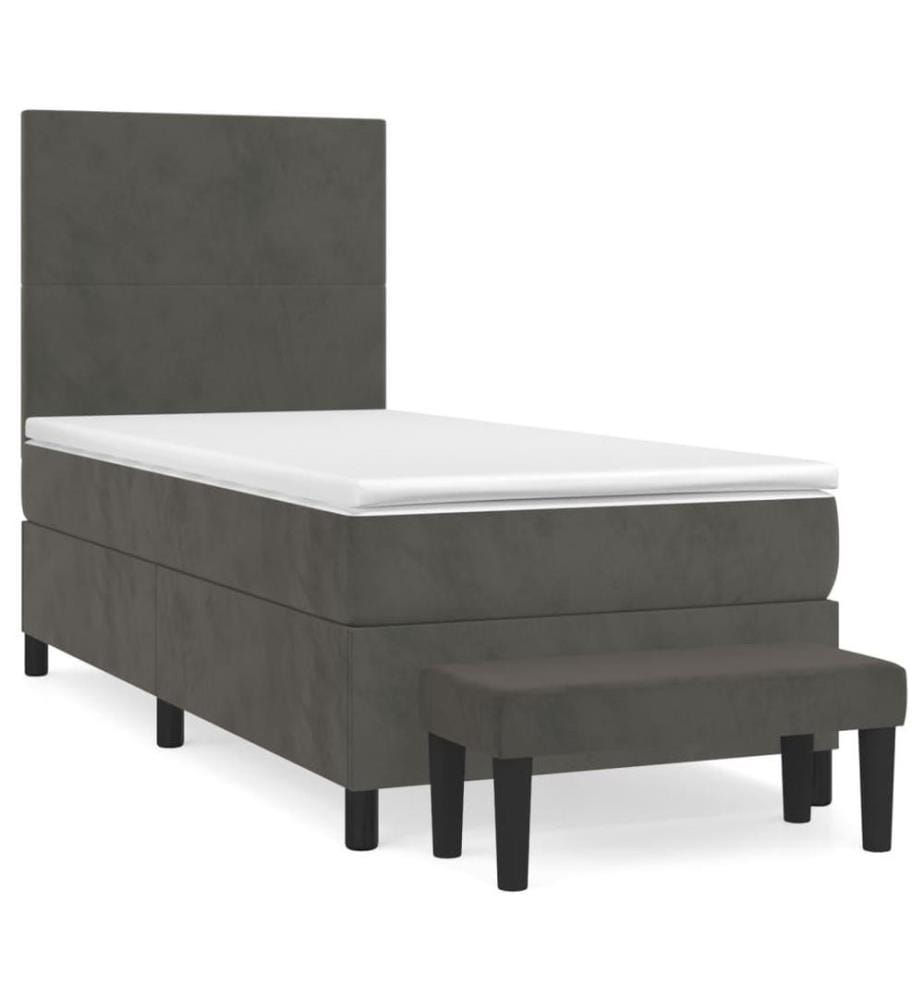 Boxspringbett mit Matratze Dunkelgrau 90x200 cm Samt