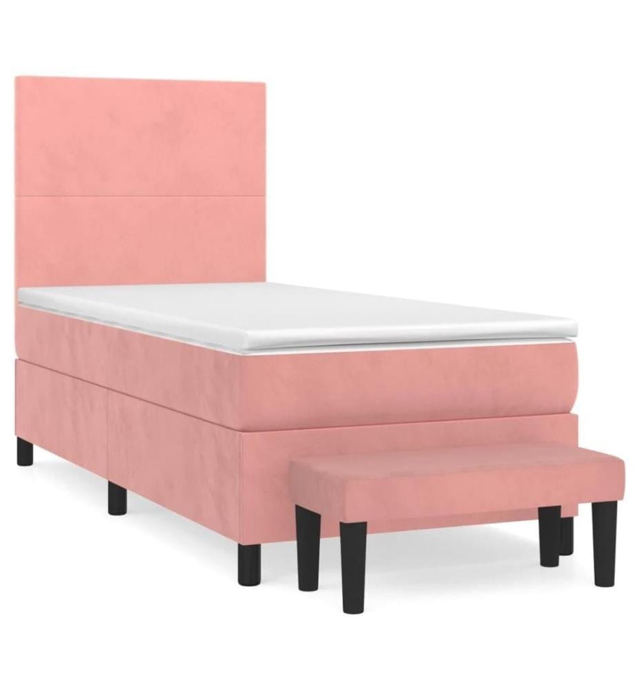 Boxspringbett mit Matratze Rosa 100x200 cm Samt