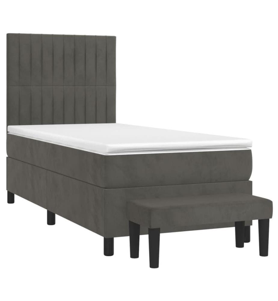 Boxspringbett mit Matratze Dunkelgrau 80x200 cm Samt