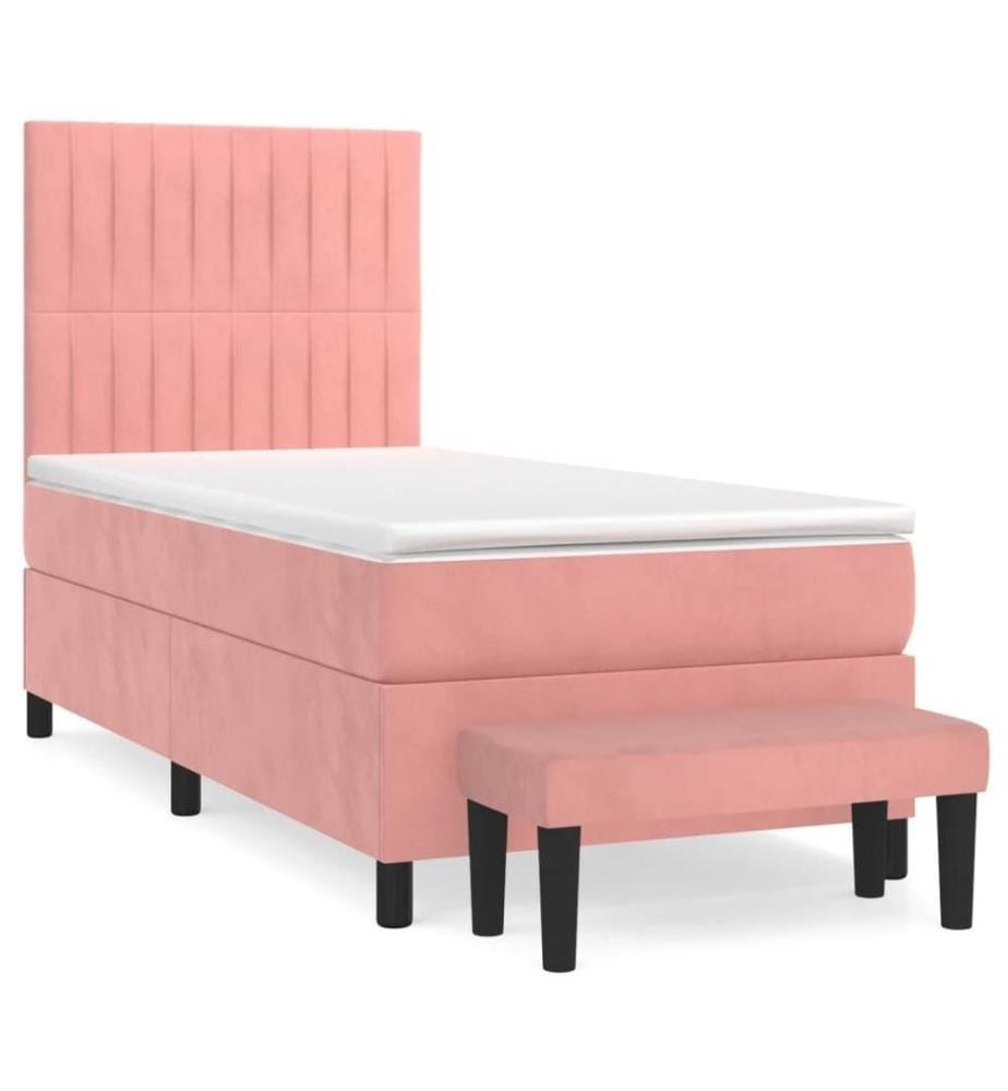 Boxspringbett mit Matratze Rosa 80x200 cm Samt