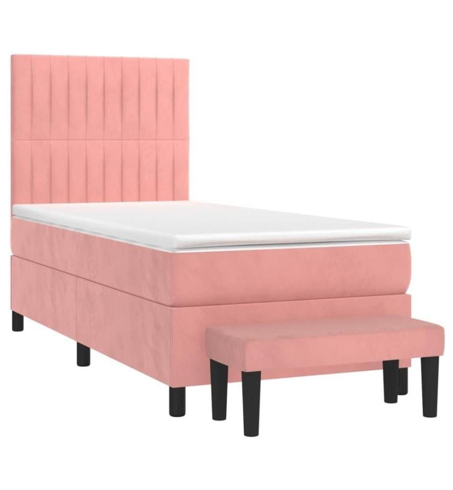 Boxspringbett mit Matratze Rosa 100x200 cm Samt