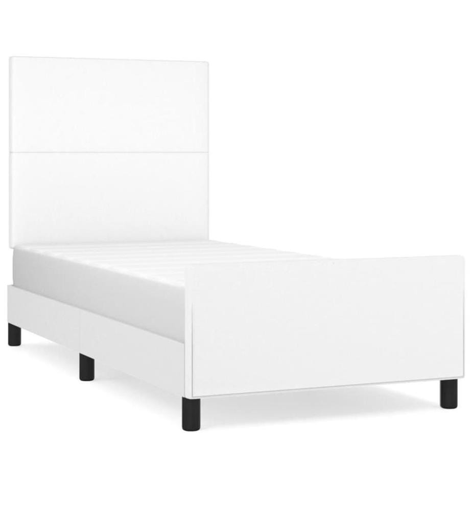Bettgestell mit Kopfteil Weiss 80x200 cm Kunstleder