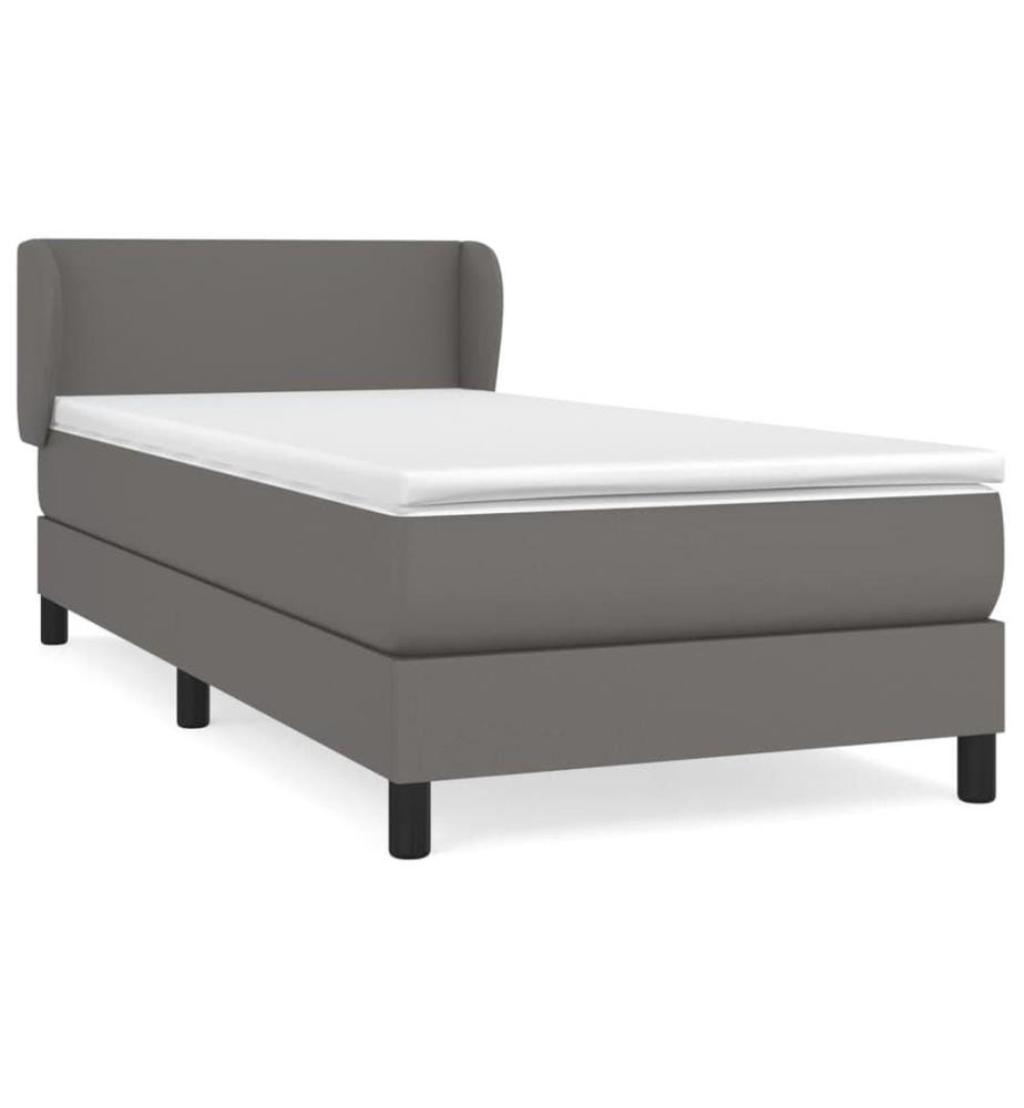 Boxspringbett mit Matratze Grau 90x200 cm Kunstleder