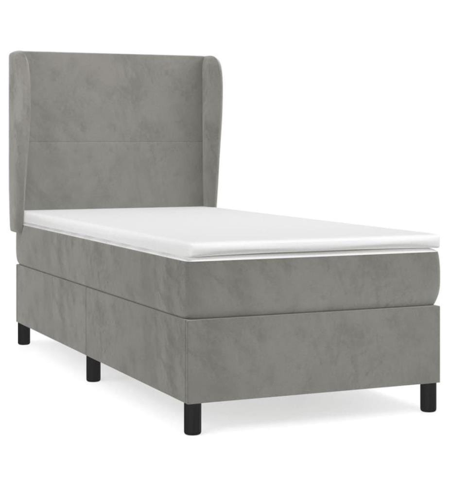 Boxspringbett mit Matratze Hellgrau 80x200 cm Samt