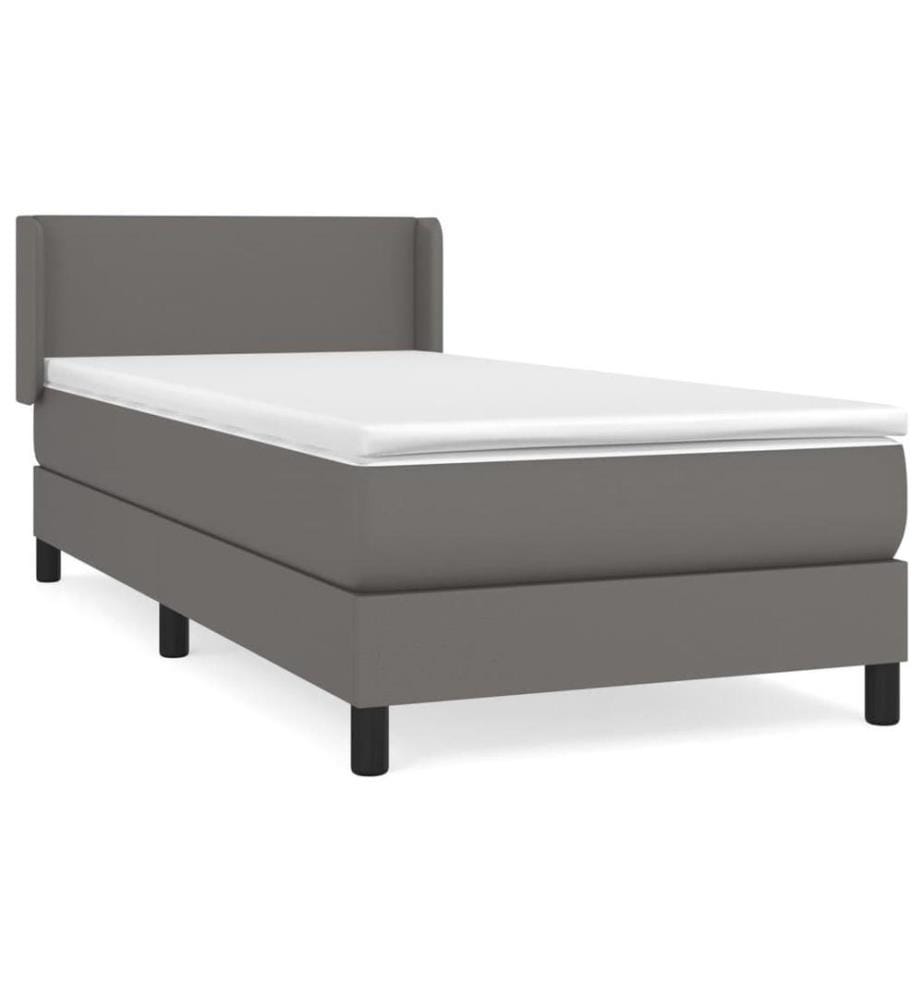 Boxspringbett mit Matratze Grau 90x190 cm Kunstleder