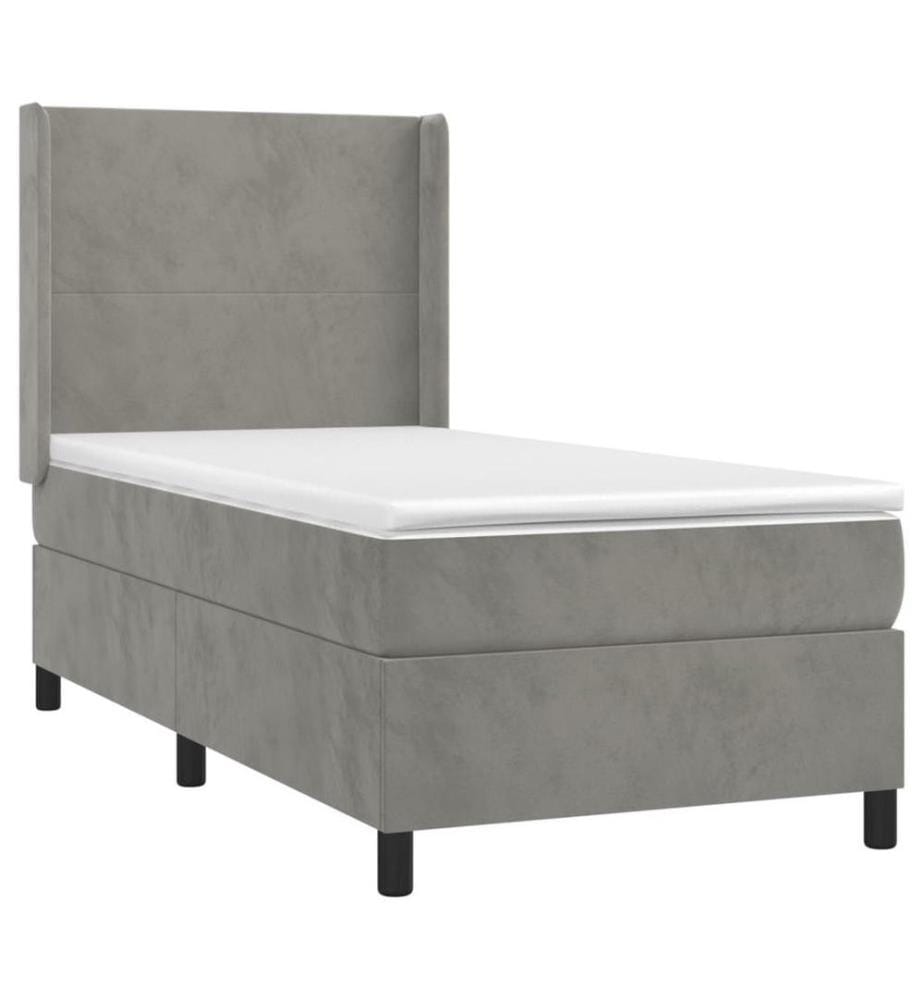 Boxspringbett mit Matratze Hellgrau 80x200 cm Samt
