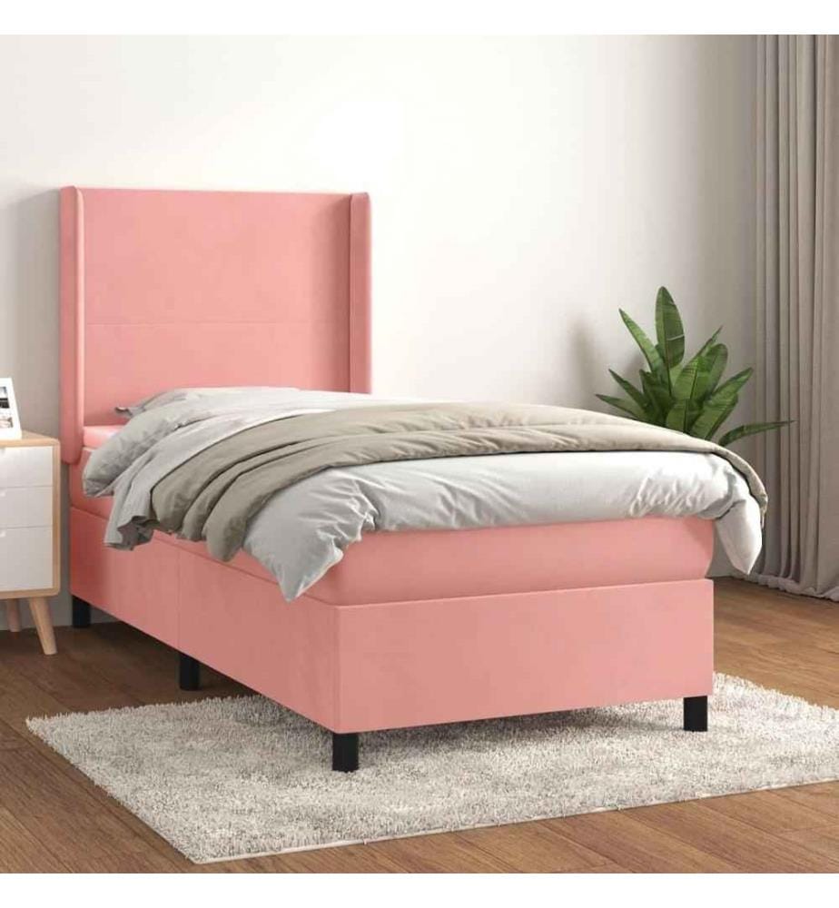 Boxspringbett mit Matratze Rosa 80x200 cm Samt